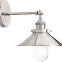 PERMO Vintage Industrial Metal Wall Sconce Lighting Brushed Nickel Sconces 180 Degree Adjustable Wall Lamp