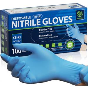 Food Safe Disposable Gloves, Blue Nitrile Rubber Gloves, Latex-Free Powder-Free for Food Prep, Cooking, Cleaning (Large)