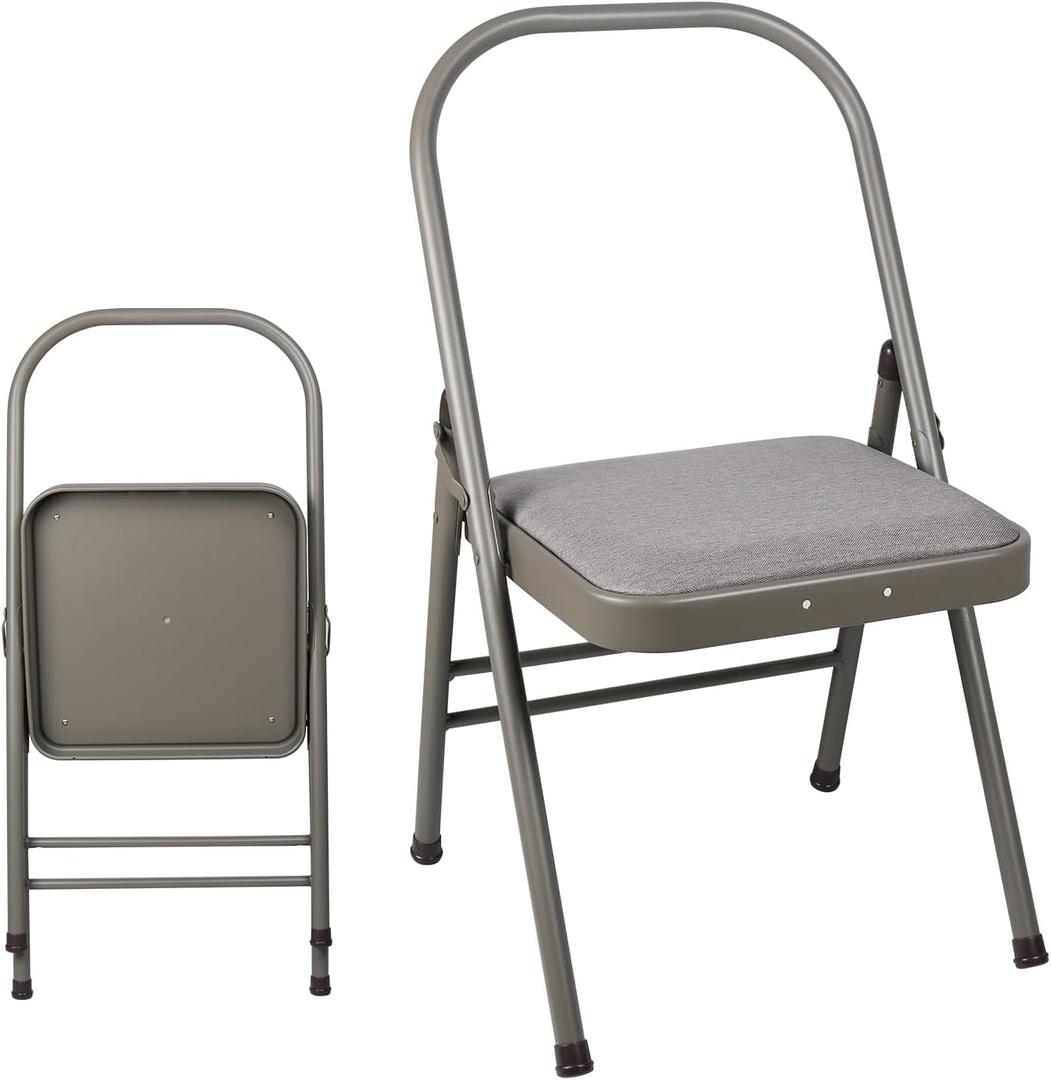 INNOLIFE Modern Minimalist Yoga Chair, Foldable & Space-Saving, 300 lbs Capacity, Grey, 18 inches x 17 inches x 30 inches