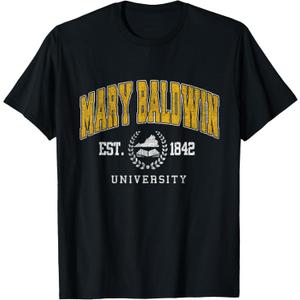 Retro Vintage Mary Baldwin Athletic Sports Tee Men Women T-Shirt For Ladies S