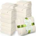 Buryeah 24 Pack Oeko-Tex Certified Wedding Flannel Throw Blanket Bulk 50 x 60 Inch Soft Fleece Lap Blanket with Thank You Cards Ribbon for Guests Sleepover Spa Slumber Gifts (Cream White)