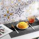 HeloHo Black Grey Stripe Placemats Set of 8, Heat-Resistant Washable Placemats Non-Slip Vinyl Woven Table Mats Wipeable Placemat for Kitchen Dining Table Decoration Indoor Outdoor