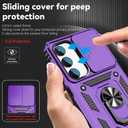 for Galaxy S23 Case with Slide Camera Cover HD Screen Protector [Military Grade 16ft. Drop Tested] Magnetic Ring Kickstand Protective Phone Case for Samsung Galaxy S23, Purple