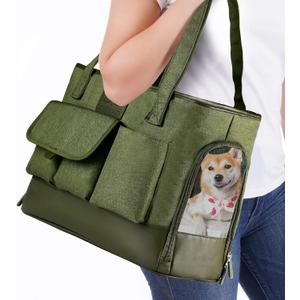 Dog Carrier, Cat Carrier, Pet Carrier, Foldable Waterproof Premium Oxford Cloth Dog Purse, Portable Bag Carrier for Small to Medium Cat and Small Dog (Green)