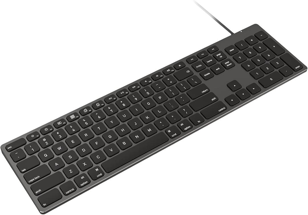 Aluminum USB Wired Keyboard with Numeric Keypad for Mac Pro, Mini Mac, iMac, iMac Pro, MacBook Pro/Air, Laptop and PC Computer (Black)
