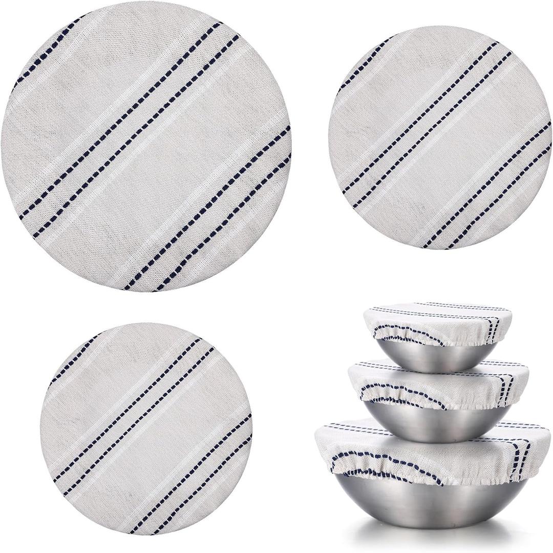 3Pcs 9/10/13 Inch Reusable Bowl Covers for Bread Proofing, Elastic Cotton Cloth Sourdough Cover, Bread Proofing Cover for Sourdough Rising and Food Storage