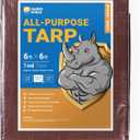 GUARD SHIELD Brown/Green Tarp 6x6 Feet Medium Duty Outdoor Waterproof Multi Purpose Poly Tarps Cover 7mil