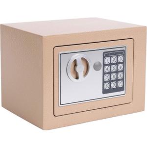 Key and Electronic Security Safe Box Digital Deposit for Home Office Hotel Business Lock Box for Cash Jewelry Storage (Ochre Yellow, 0.17 Cubic Feet)