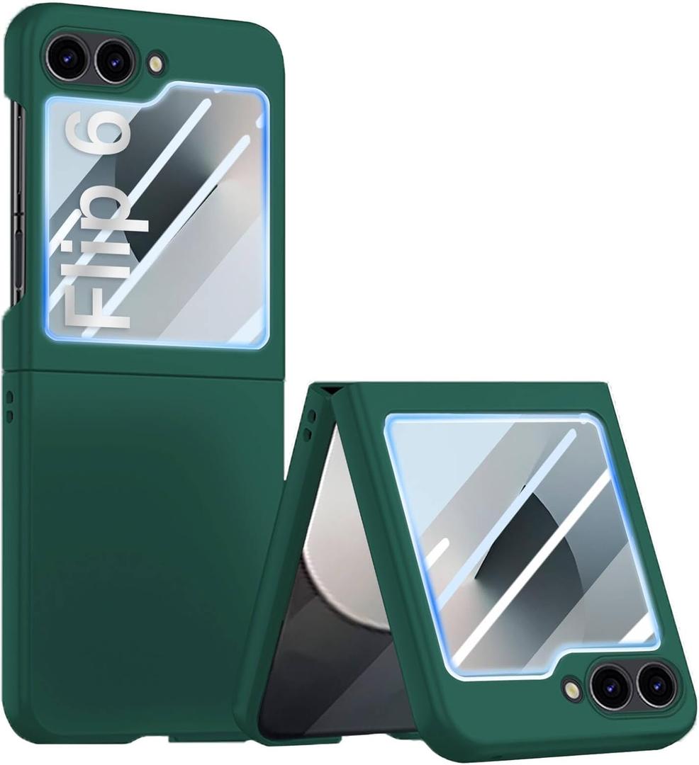 STORMTAL for Samsung Galaxy Z Flip 6 Case with Built-in Cover Screen Protector, Ultra-Thin, Anti-Scratches, Shockproof, Wireless Charging, Full Body Protective Cover for Galaxy Z Flip6 Green