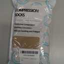 Lin Performance 15-20 mmHg Compression Stockings for Women & Men, Thigh High Dot-Top Open Toe, Leg Support for Daily & Travel Comfort Socks (Beige,L)