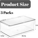 ZENFUN Set of 3 Small Stackable Storage Bins with Hinged Lid, Acrylic Organizer Box, Clear Makeup Organizer Box, Cosmetic Case for Home, Office