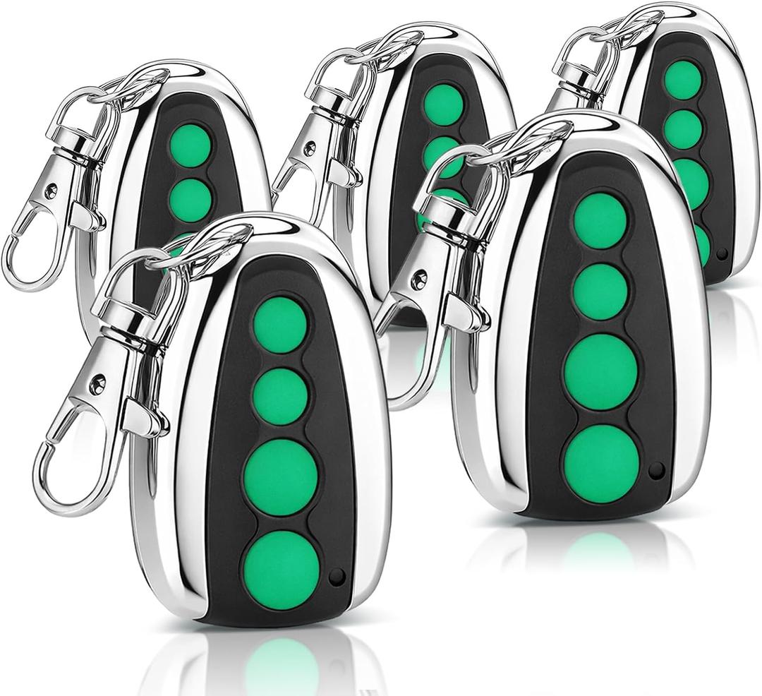 5 Pack M12 Remote Control Gate Openers 4-Button Wireless Transmitter for Automatic Swing Sliding Garage Door Openers Security Gate Controller with Keychain