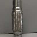 Heavy Duty Double Braided Stainless Steel Exhaust Flex Pipe with 2.5" ID / 8" Braided Length / 12" Overal Length, 2.5x8x12