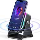 Induction Speaker with Phone Stand 5 in 1 Wireless Induction Bluetooth Audio for iPhone Android Phone Speakers Amplifier with Rechargeable Colorful Light, Birthday Gifts for Men Women Teens (Black)