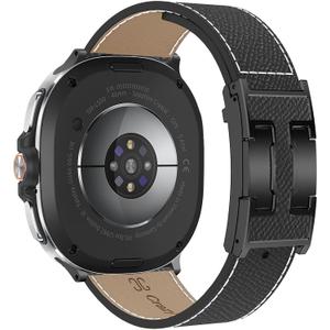 Magnetic Leather Band Compatible with Compatible with Samsung Galaxy Watch 8 40mm/44mm/Classic 46mm 2025,Magnetic Replacement Strap for Galaxy Watch 8 Women Men ((Epsom) Black band+Black Buckle)