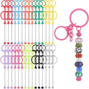 30 Pcs Beadable Keychain Bars, Bead Keychain Colorful Metal DIY Multicolor Keychains Bars Keychains Accessories DIY Supplies for Crafts Jewelry Making