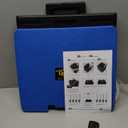 dbest products Quik Cart Collapsible Rolling Crate on Wheels for Teachers Tote Basket, 80 lbs Capacity, Blue Lid Made from Heavy Duty Plastic and used as a Seat