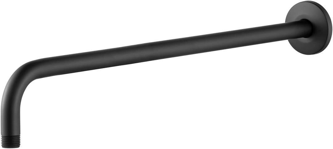 OFFO Shower Arm with Flange, 24 Inches Wall Mount Replacement Angle Shower Head Arm Wall-Mounted For Fixed Shower Head & Handheld Showerhead, Matte Black