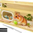 48" Large Hamster Cage, Chewproof Gerbil Cages and Habitats, Openable Top Roof Window with Silencing Pad, Wooden Guinea Pig Cage for Small Animals, Dwarf and Syrian Hamster, 48 x 20 x 20 Inches