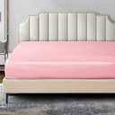 Pothuiny Satin Fitted Sheet - Silky King Ultra Soft Deep Pocket Bottom Bed Sheets, Blush Pink, Fits 12" to 16"