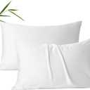 4 Pack Cooling Pillow Cases,Viscose Derived from Bamboo Pillow Protectors Standard Size Set of 4, 400 Thread Count Soft Silky Breathable Summer Pillow Cover with Zipper Hidden (4PCS, Standard,White)
