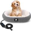 Heated Cat Bed for Small Cats, 19" Soft & Cozy Donut Pet Bed With Timer & Temp Adjustable Heating Pad for Indoor Kitten, Electric Warmer