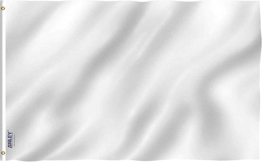 Anley Fly Breeze 4x6 Foot Solid White Flag - Vivid Color and Fade Proof - Canvas Header and Double Stitched - Plain White Flags Polyester with Brass Grommets 4 X 6 Ft