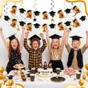 Marspark 8 Pcs 2026 Graduation Banner Decorations Black Gold Cap Bear Banner Hanging Decoration for High School College Middle School Graduation Parties(Horizontal Version)