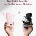 VEGER Portable Charger with Built-in AC Plug and Cables, All in One 10000mAh Ultra Slim Power Bank Travel Essentials, Fast Charging Battery Pack Compatible with iPhone, Samsung, Android (Crepe)