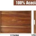 17.7 Inch Acacia Wood Serving Tray with Handles Ottoman Tray for Living Room Large Wooden Trays for Ottoman Coffee Table Trays RectangularTray for Breakfast in Bed Dinner Bedroom Entryway Kitchen