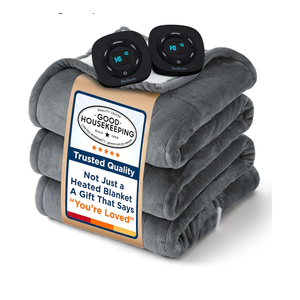 Bedsure Electric Blanket Queen Size - Dual Control Heated Blanket Queen, GentleSoft Fast Heating with 10 Time Settings & 10 Heat Settings, Warm Gift for Grandma (84x90 inches, Grey)