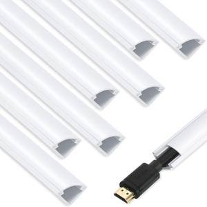 ZhiYo Mini Corner Cord Hider for One Cord, Corner Cable Concealer, Wire Covers for Cords, Paintable Cord Cover, Cable Management Channel, Raceway for Wall, Floor Baseboard, Ceiling White 10pcs of 14.2in