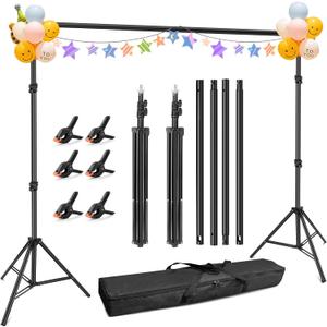 Hemmotop Photo Backdrop Stand, 10x7ft (WxH) Background Stand for Photoshoot, Adjustable Backdrops Support kit with Carry Bag for Parties, Photography, Projector Screen, Wedding, Decoration, Balloons