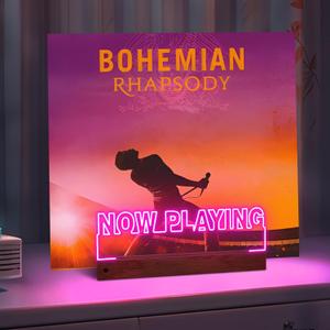 CoolGift Mart Now Playing Vinyl Record Stand Desktop, Light up Record Holder, Wooden Acrylic Display with 16 Color Lights for Albums, Room Decor, Gift for Vinyl Lovers