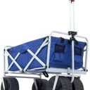 Mac Sports Heavy Duty Collapsible Folding All Terrain Utility Beach Wagon Cart, Blue/White