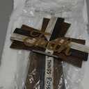 Layered Faith Wall Cross  Inspirational Christian Decor with Faith Makes All Things Possible  Luke 1:37  Rustic Resin Construction with Wood-Look Texture  11  Tall - Religious Jesus Art