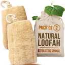 CraftsOfEgypt Natural Loofah Sponge  Egyptian Luffa Body Scrubber Pack of 2 for Men & Women, Natural Bath & Shower Loofah Exfoliator, All Natural Loofah Sponges for Face Back & Body, 6" x 6"