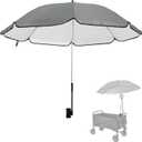 UPF 50+ Wagon Umbrella with Universal Clamp, Adjustable Lounge Wagon Umbrella Attachment, Lightweight for Easy to Carry, Portable Clamp on Camping or Beach Chair, Stroller, Golf cart, Gray