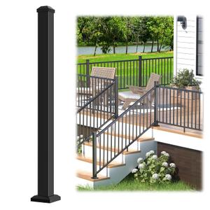 Egadis 2.56 in. x 2.56 in. x 39 in. Porch and Deck Railing Post with Screws, Aluminum Railing Post, Textured Outdoor AAMA 2604 Powder-Coat Finish Stair Post for Decks, Porches & Balconies (1 Post)
