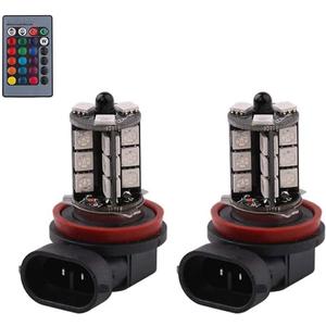 1797 H11 H8 H16(JP) H9 LED RGB Fog Lights Bulb Amber Yellow White Multicolor 16 Color Changing Switch Kit Strobe Lamp Bulbs for Car Trucks Remote Control 12V 5050SMD Replacement, Pack of 2