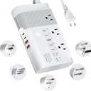 DOACE 220v to 110v Voltage Converter for European Travel: Max 500W Pure Sine Wave Voltage Converter US to Europe - 220 to 110 International Power Adapter Plug Combo Step Down Transformer White