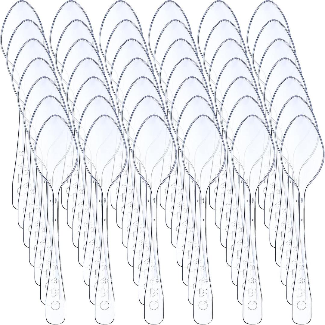 Nuogo 500 Pcs Clear Mini Spoons for Desserts 3.7 Inch Small Plastic Disposable Spoons Bulk Tiny Serving Utensils for Cake, Sample, Ice Cream, Appetizer, Pudding