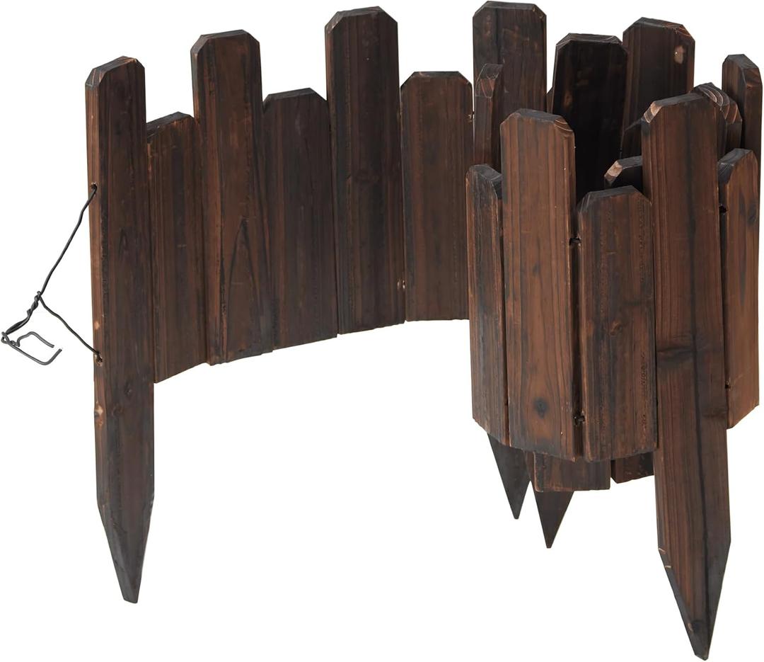 GHWIE Garden Edging Border Garden Fence Wood Fence Border for Yard Patio Path Edging Decorative Landscape Edging Flower Bed Fence,7.87'' H x 48'' L (undulating Heights, 3)