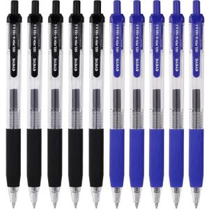 EYEYE G-103 Retractable 0.5mm Gel Pens, 5 Black 5 Blue Extra Fine Point Blue Ink Pens Quick Dry, Ballpoint Pen Fine Point Smooth Writing Pens for Office School Supplies