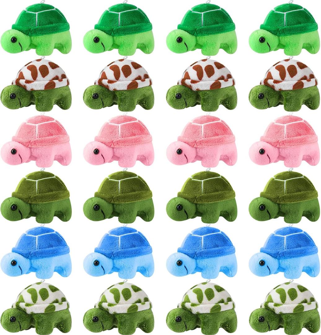 HyDren 24 Pcs Small Turtle Stuffed Toy Bulk Soft Sea Turtle Animal Plush Adorable Stuffed Tortoise Plushies Toy for Kids Girl Boy Ocean Party Decoration for Birthday Easter Classroom(Fresh Style)