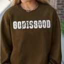 MYHALF Love Like Jesus Hoodies for Women Christian Bible Verse Sweatshirt Casual Drawstring Waffle Pullover Tops with Pocket (Brown, L)