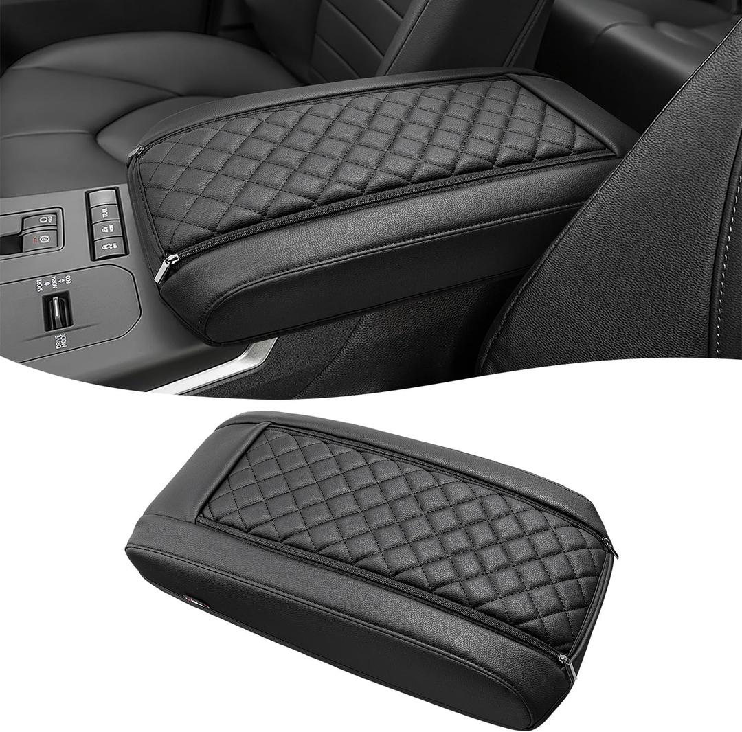 KBH Center Console Armrest Cover for Toyota Highlander 2020 2021 2022 2023 2024 2025, Arm Rest Lid Accessories Cushion Pad, Anti-Scratch, Black