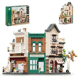 QLT Book Nook Building Set with LED, Modular Building Block Sets Compatible with LegoIdeas Modular Building Sets (1194 Pcs), Bookend Adult Building Set for Adults and Kids