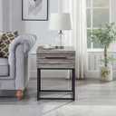 Roundhill Furniture Celestial Contemporary Storage End Table, Gray (Grey)