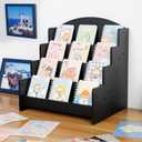 Greeting Card Organizer Display Stand ,4-Tiered Wooden Display stand for postcard /Brochure/Photos/Picture,Counter Retail Display Rack
